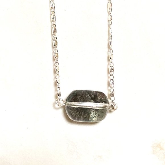 2/$20, Rustic Natural Phantom Quartz Necklace, Genuine Gemstone Bar Pendant - Picture 7 of 14